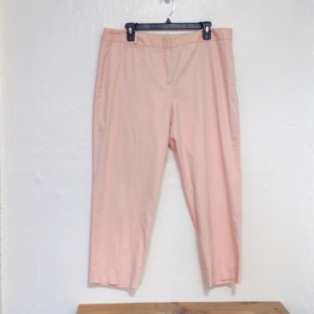 Talbots Signature Peach High Waisted Straight Leg Ankle Pants Size 14